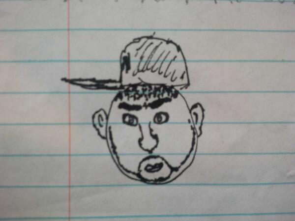 MrRennieLane's tweet image. My drawing of a guy who wears his hat on the very top of is head. #PullItDown #DBag #CurveThatBrim