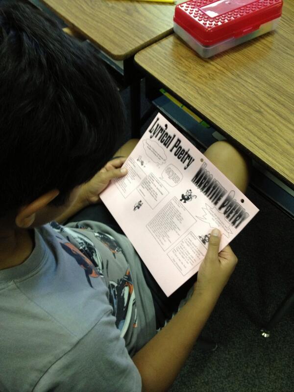 EmilyRRISD's tweet photo. We're learning about poetry so we can write our own poetry #sre1 #twlisd #srestallions http://t.co/IYj1iyK10m