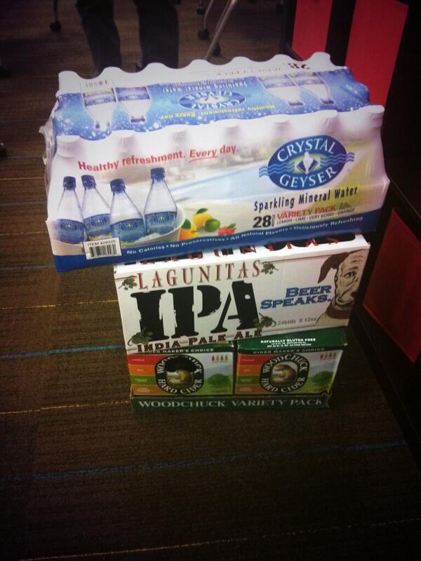 sfperlmongers's tweet image. Drinks for tonight&apos;s meeting. Get on this level. #perl #bayareatech #git