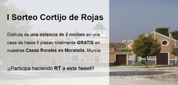 cortijoderojas's tweet photo. Sorteo de 2 noches para hasta 6 personas GRATIS en una Casa Rural en Moratalla haciendo RT!!  http://t.co/D6tLSrlFhF http://t.co/OZV8EbZNk5