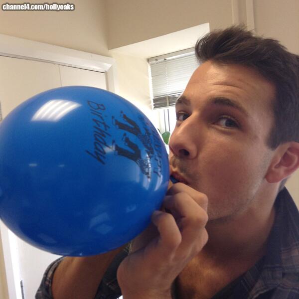 Hollyoaks's tweet photo. We've already begun preparing for tonight's #HappyBirthdayHollyoaks party. @dannymaconline is in charge of balloons. http://t.co/VGxDaANIag