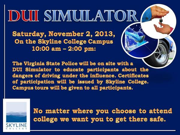 Skyline_College's tweet photo. What are your plans November 2, 2013? Join Skyline College and the Virginia State Police for a special event. http://t.co/lEPgbmteox