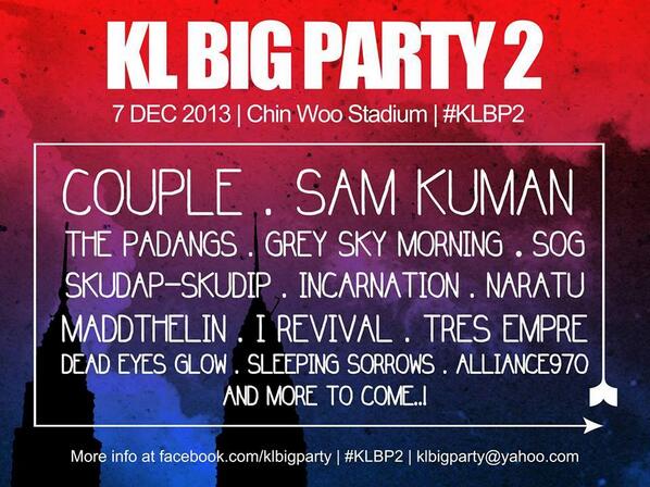 MusicLRespect's tweet photo. Dec 07, 2013 KL Big Party 2 Chin Woo Stadium ft @TresEmpre  @thepadangs @Maddthelin @weareSOG  @SSMalaysia &amp;more http://t.co/IMsKdqUtzr"