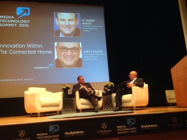 AnthonyQuintano's tweet photo. .@Verizon's President, Consumer Mass Business, Bob Mudge talking connected home w/ @shellypalmer at #mts13 http://t.co/dBYb3sLwjs