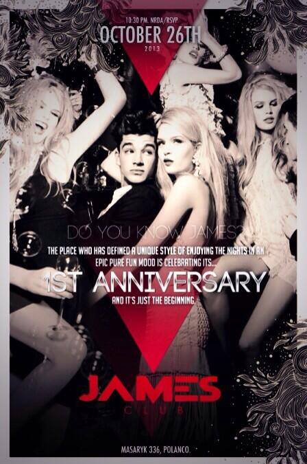 JamesClub's tweet photo. Are u ready? James Club 1st anniversary! Saturday 26th. RSVP. http://t.co/lhdA9M0PYE