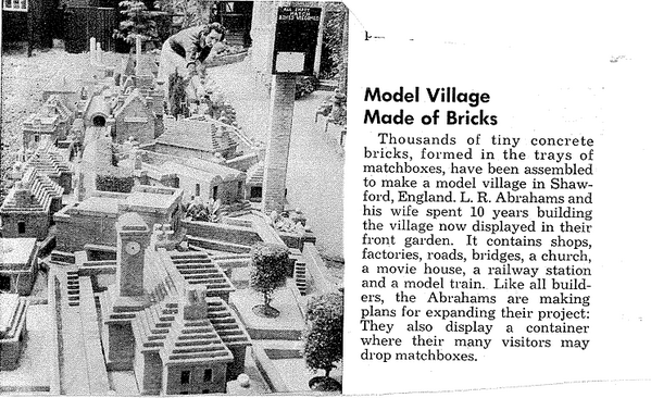 MrTimDunn's tweet image. Couple build a miniature town in #Shawford #Hampshire from bricks cast in matchboxes! Date unknown. #modelvillage