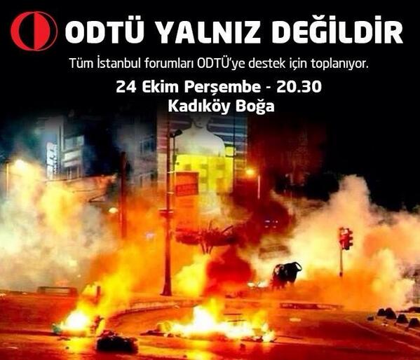 DirenKadikoy1's tweet photo. İstanbul forumları ODTÜ'ye destek için toplanıyor. Bu akşam 20:30'da Boğa'da! #Odtuicinkadikoye @OtekilerPostasi http://t.co/ePV3Ezxxag