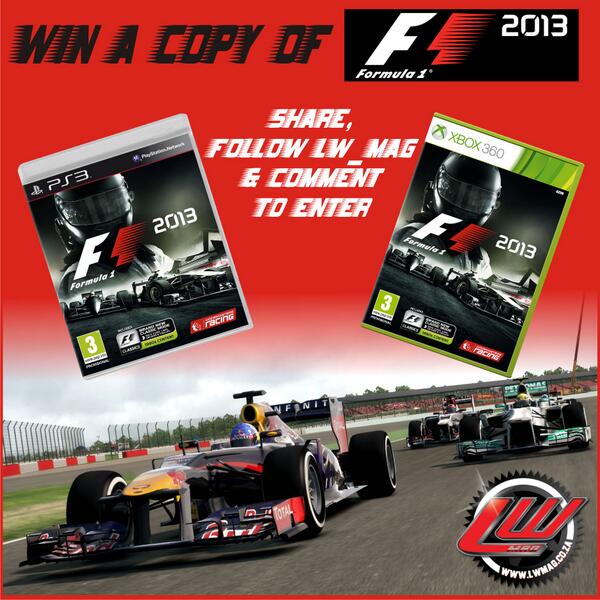 We have some copies of F1 2013 to giveaway!

RT, Comment &amp; #LWMagF1 to enter...and GO!!!
