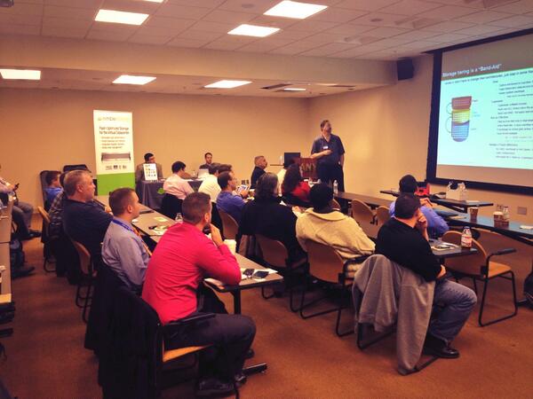 albVMUG's tweet photo. Albany #VMUG happening now! Dean from @NimbleStorage giving the lowdown on CASL storage. @MyVMUG http://t.co/mrQ6NNkW9v