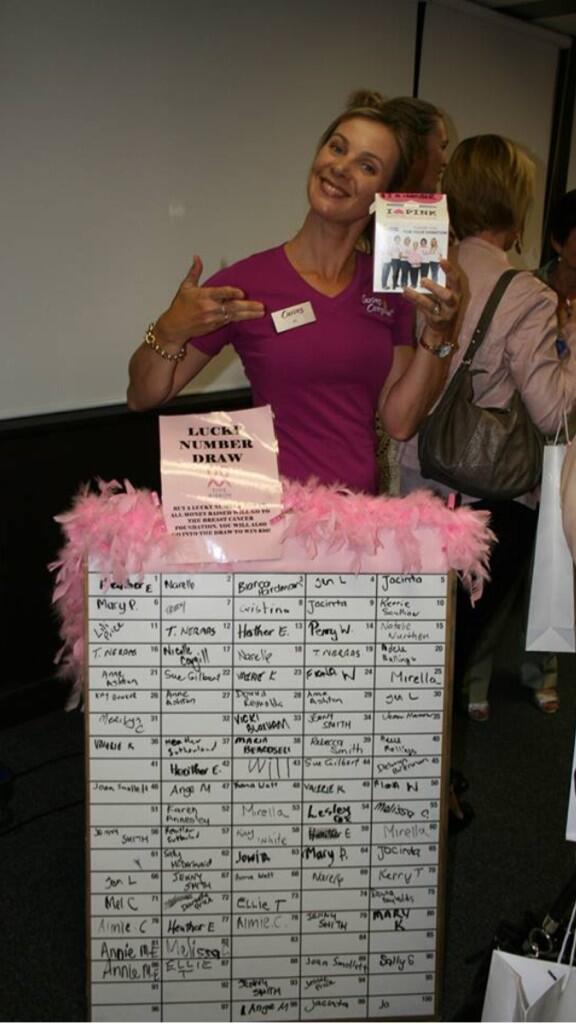 CurvesCaringbah's tweet photo. Jo on a mission filling our lucky number board #PinkRibbonDay http://t.co/wetP0d2G6P