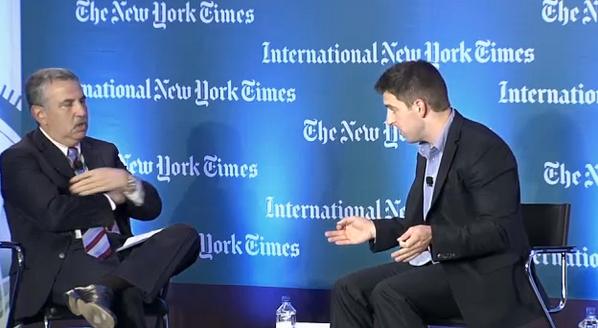 FriedmanForum's tweet photo. .@bchesky tells @tomfriedman that @Airbnb now has 175,000 people staying at other homes around the world. #nytgf http://t.co/Wl60BKEtAf