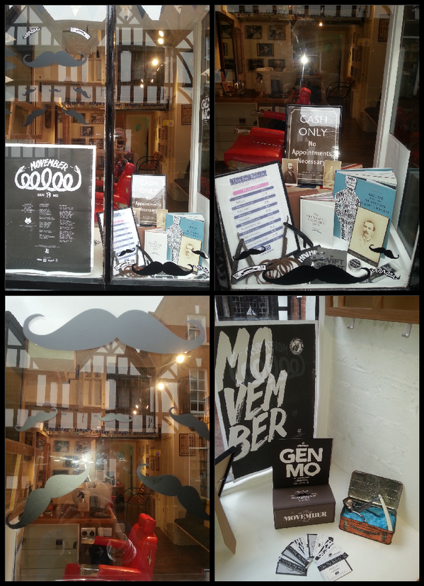 damfinebarbers's tweet photo. Movember window display please support us by growing your moustaches http://t.co/YARxlCHRNl http://t.co/NQPDbmStbD