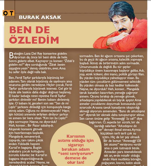 Karısının astımı olduğu için sigarayı bırakan adam "seni seviyorum" demese de olur lan! (Burak Aksak) #OTdergi Kasım