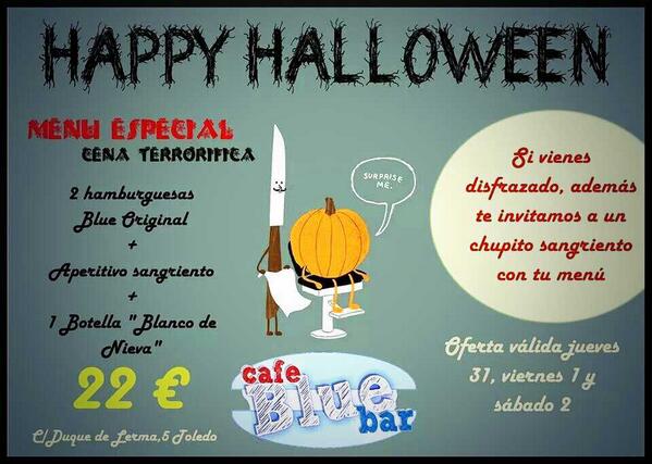 CafeBluebar's tweet photo. Ayer ya le dimos un poquito al menú HALLOWEEN!! Pero seguimos con él todo el finde!! http://t.co/mp8csCj0D4