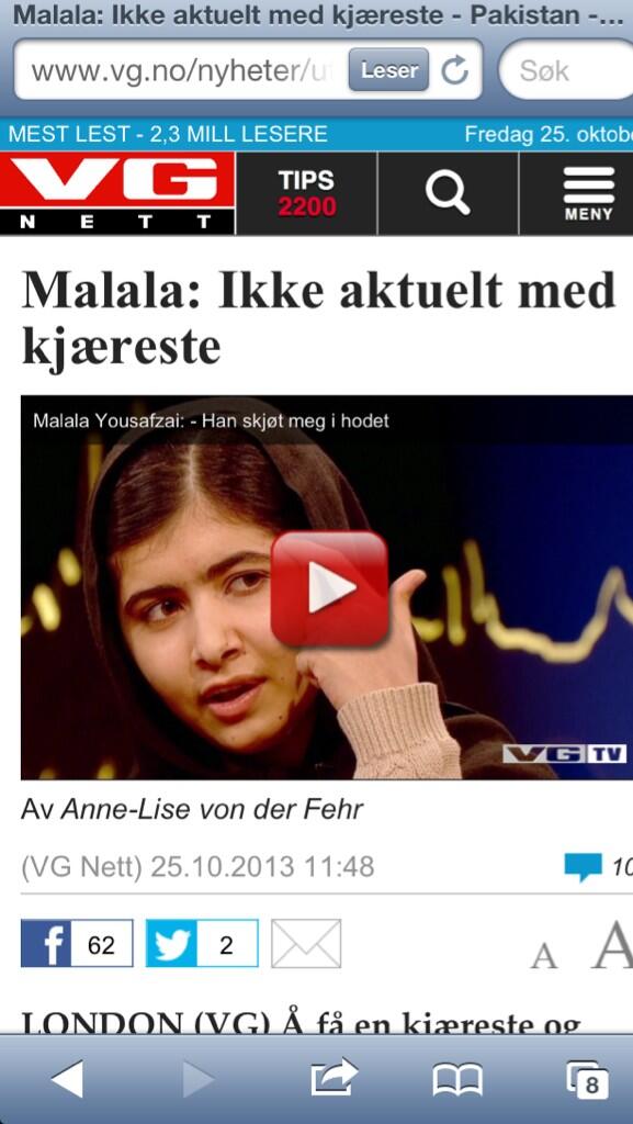 Alt, absolutt alt, ved Malala er mer interessant enn denne vinklingen VG. #malala #skavlan