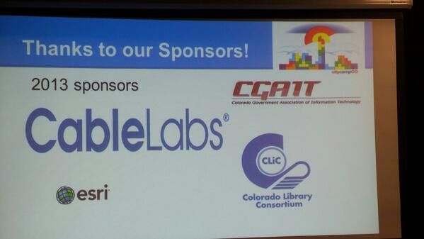 Thank you to the sponsors of CityCamp for making this event possible. #ccCO