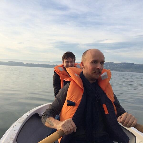 allaboutbirdy's tweet image. @STellierDrums and @barneymb on a lake boat in Switzerland :) #Birdysband #BandActivity