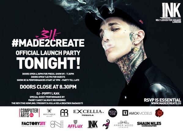 AMCKNFT's tweet image. TONIGHT @factory311 LAUNCHES #MADE2CREATE AT @INKLDN! RSVP @ MADE2CREATE.CO ! SEE YOU ALL THERE!! #311FAMILY