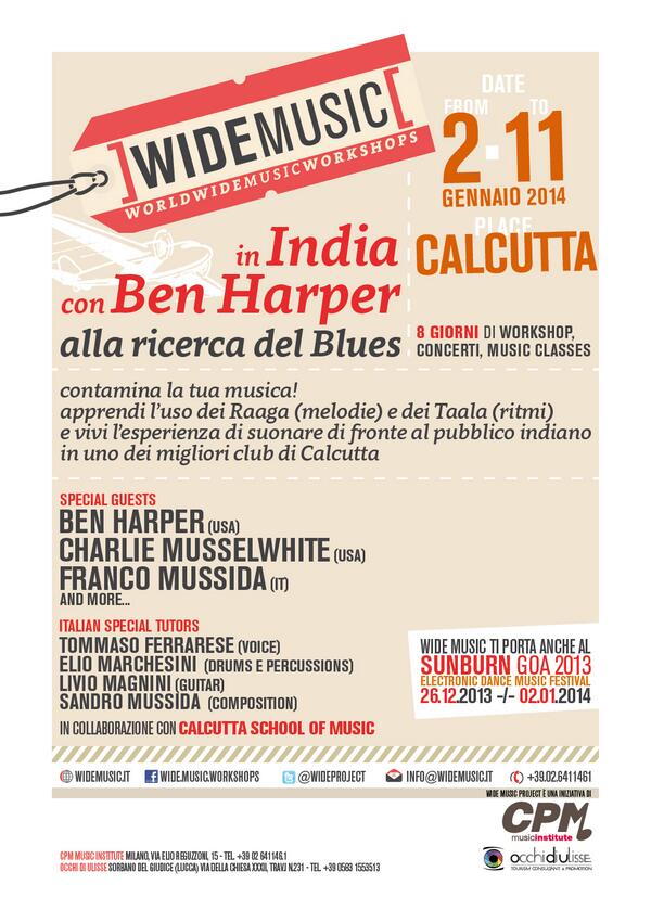 WIDEproject's tweet photo. La locandina UFFICIALE! #music #india #event #people #kolkata #benharper http://t.co/XgsKwrJ7vD