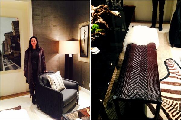 LauraKirar's tweet photo. LK last week at @BakerFurniture @HPMarketNews, with 2 pieces of her new collection for McGuire http://t.co/NDe3W5OYEW