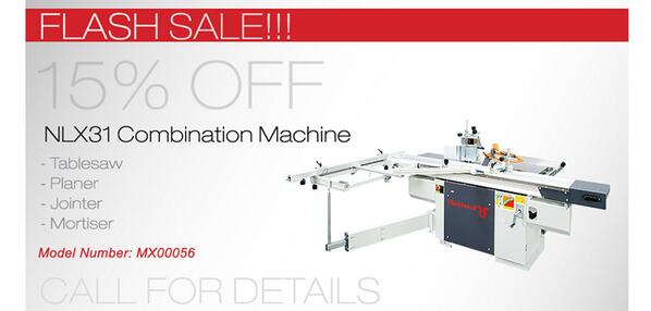LagunaTools's tweet image. FLASH SALE: 15% Off NLX31 Combination Machine. Call for Details at 800.234.1976 #combomachine