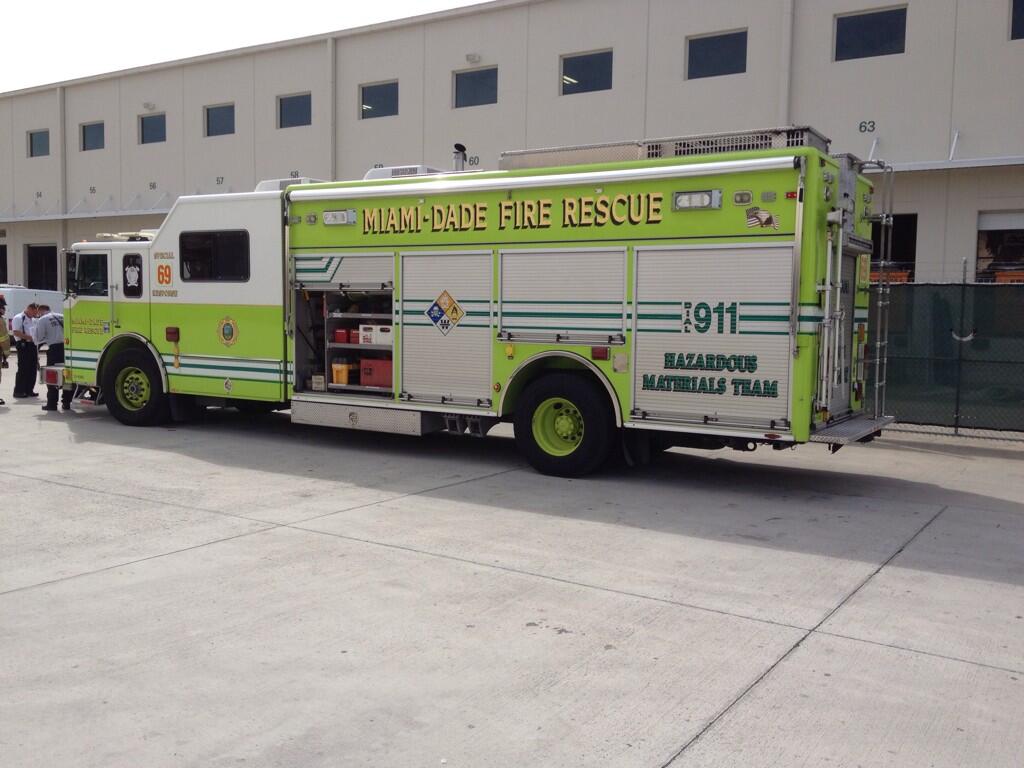 ALERTAS Hazmat crews on scene of damaged drums of explosive organic