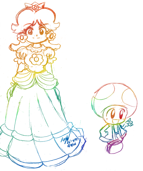 Kojisaiiko's tweet photo. Giving the photo/image post a test run. =P Just an old boring drawing, so I put it through a rainbow or something. http://t.co/d4ZsxtfhHw