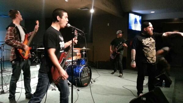 This is <a href="/HOLLOWmmxii/">Hollow</a> playing tonight IN A CHURCH. #GettinWeirdWithGod