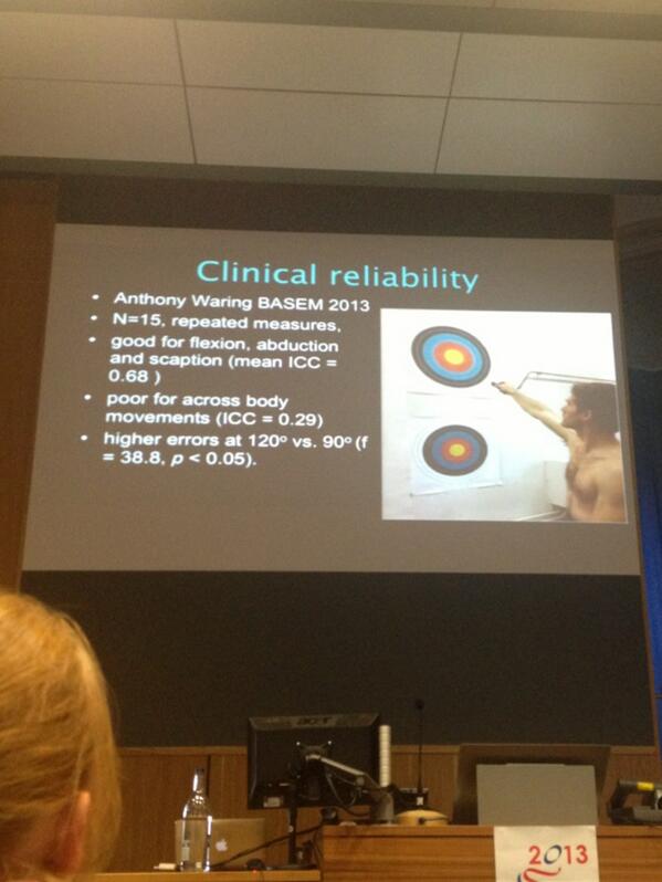AdamMeakins's tweet image. @DrDylanM shoulder proprioception is altered with pain #ACPSEM13 #LaserPointers