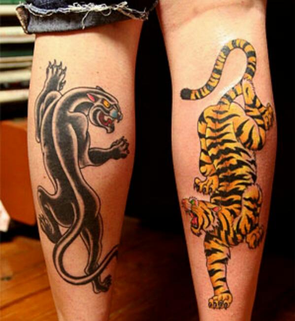 BestTattooPic's tweet photo. Panther and tiger tattoo http://t.co/KjNQuyJbwh