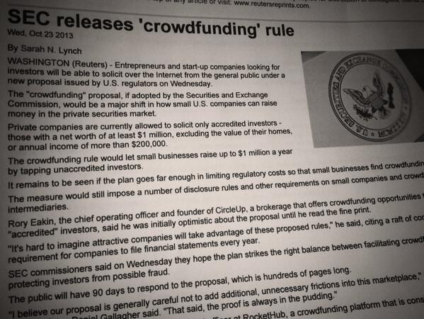 TatianaELKhouri's tweet image. "SEC releases 'crowdfunding' rule" #VESsummit
