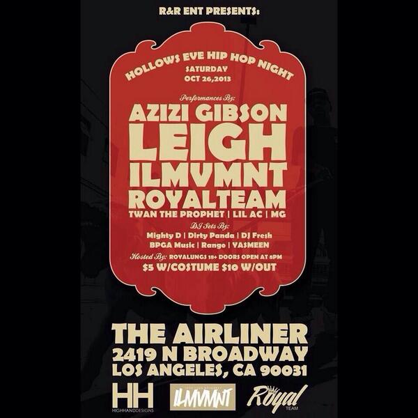 TONIGHT! Make it to the airliner, roll up a fatty and catch <a href="/AziziGibson/">Z</a>, @ILMVMNT &amp; more!