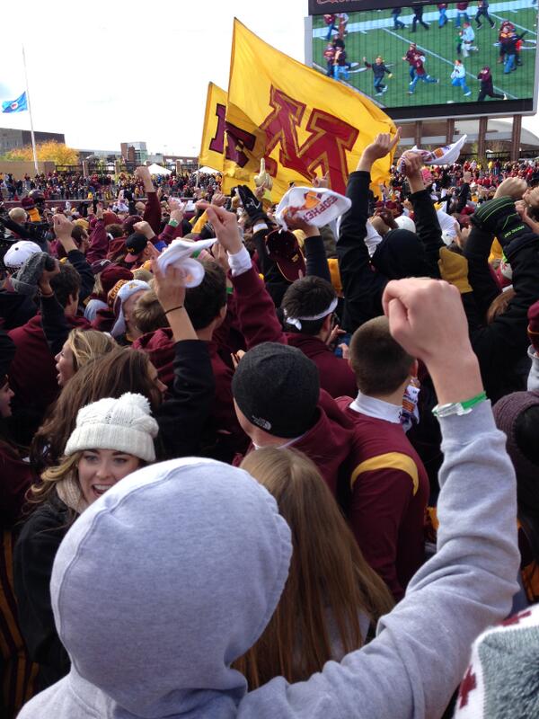 View from the field at TCF Bank Stadium after the big win! #SkiUMah #Gophers #amazing