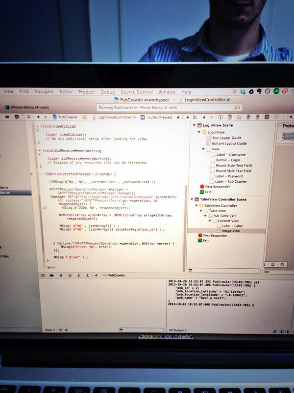 alexstoick's tweet image. #prettycode #uclhackathon #pubcrawl #team4