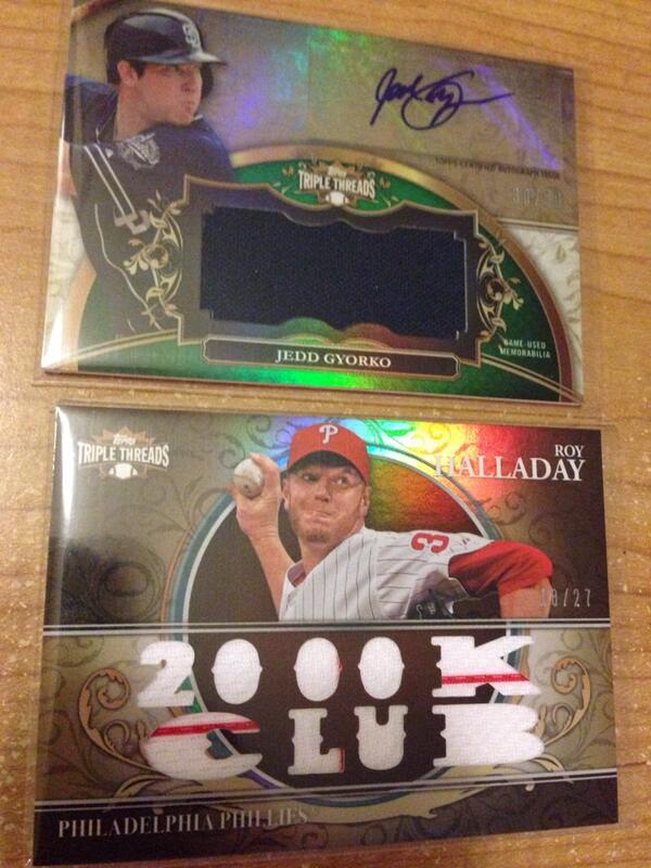 ebayguruEric's tweet image. Another Gyorko &amp;amp; a cool Roy Halladay triple relic #TripleThreadsBB