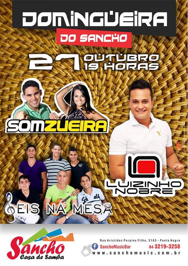 Somzueira's tweet photo. HOJE é dia da melhor domingueira de Natal, no #SanchoMusic. Siiiimbora fechar este fim de semana com chave de ouro! http://t.co/ES6W1dDOEy