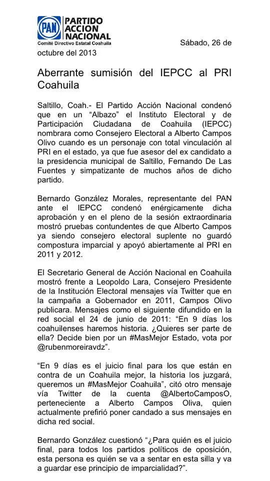 AJSaltillo's tweet photo. #Comunicado #PAN #COAHUILA @PAN_Coah @CarlosOrtaPAN @jrosaless http://t.co/cFMtgSbTYN