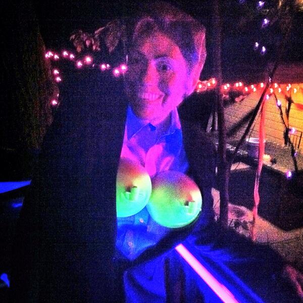 dabronx5445's tweet photo. My Halloween Costume! #loveit #HilaryClinton #barboobs #glowinthedark #HilaryGoneWild http://t.co/1nrSAqFnte