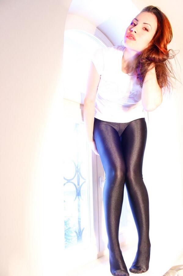 Legwearuk on X: Spandex blog updated - Footed Black Spandex Leggings   / X