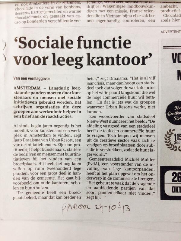 Heiningateliers's tweet photo. @urbanresort in @Het_Parool over leegstaand gemeentelijk vastgoed http://t.co/3jN42AbTD2