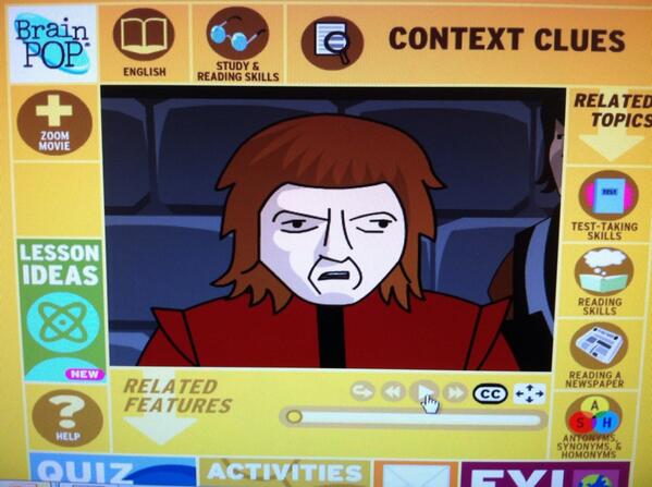 TheMrMolitor's tweet image. Game of Thrones on Brain Pop? Finding meaning with context clues gets better #knowledgeiscoming #wordnerd #realnerd