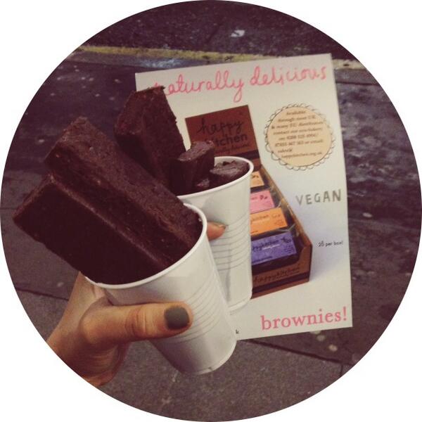 lucydelane's tweet image. Thank you to @happykitchenorg for the abundance of vegan brownies! #yummy #happykitchen #214treats #vegan