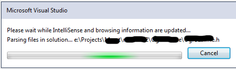 Please wait while IntelliSense and browsing information are updated