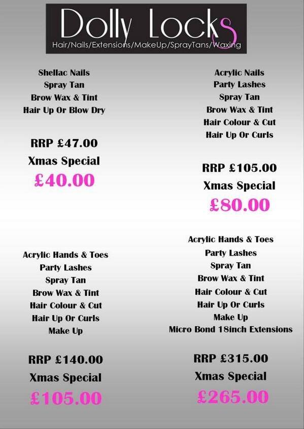 dollylocks1213's tweet photo. Special offer Christmas specials packages!! http://t.co/OgnZnwslaa