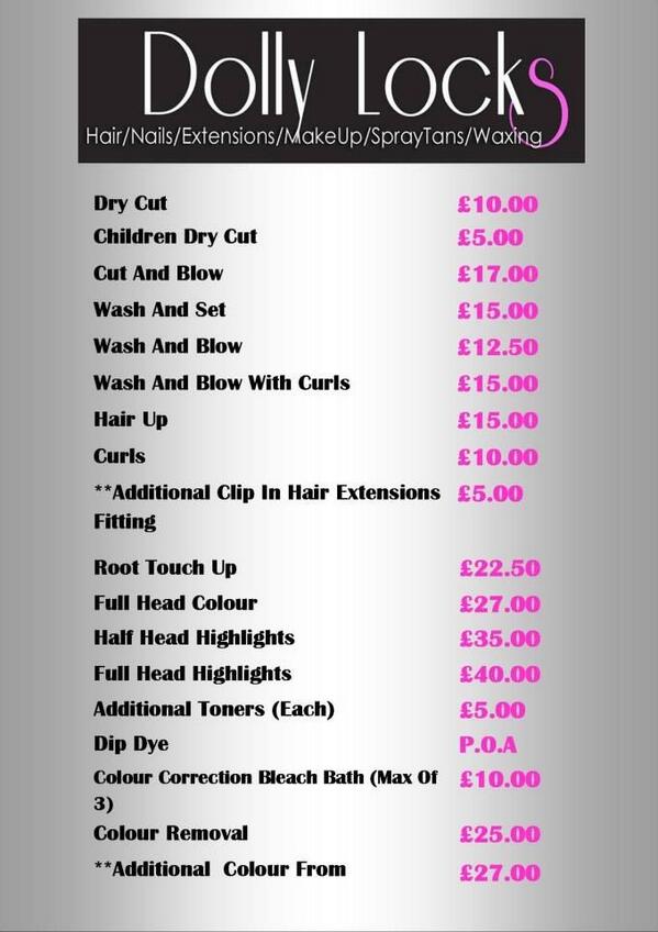 dollylocks1213's tweet photo. Price list #haircolour #cut #highlights #beauty #makeover #dollylocks http://t.co/M5iAidBSoB