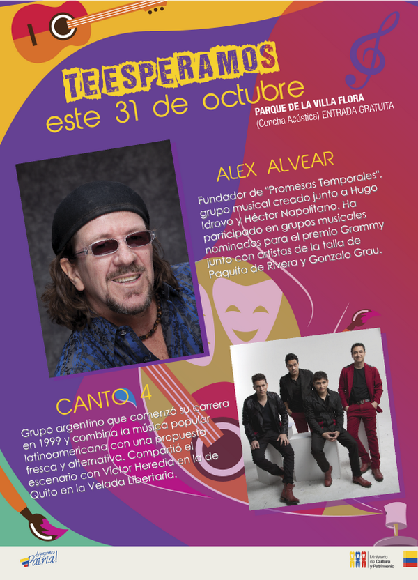 AlexAlvearMusic's tweet photo. No se lo pierdan!! RT @Cultura_Ec: Artistas que verás en vivo en la #FiestaCultura2013 http://t.co/SiqKcKQLHf