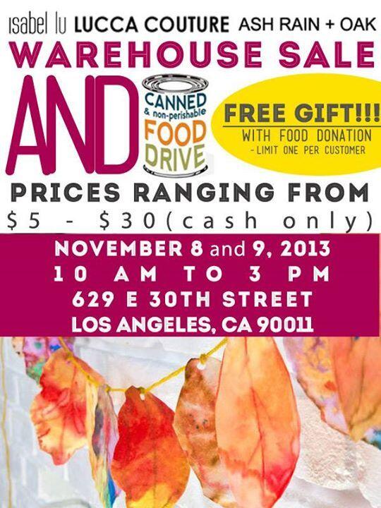 isabellu's tweet photo. Mark your calendars!!! Our Warehouse Sale and Thanksgiving Food Drive is 11/8-11/9. Give to a great cause while y... http://t.co/C8X5a9E7rt