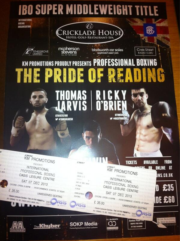 RickyOBrien1's tweet image. Got tickets and posters for my fight now people 7th December in Swindon #boxing #RETWEET #RETWEET #RETWEET
