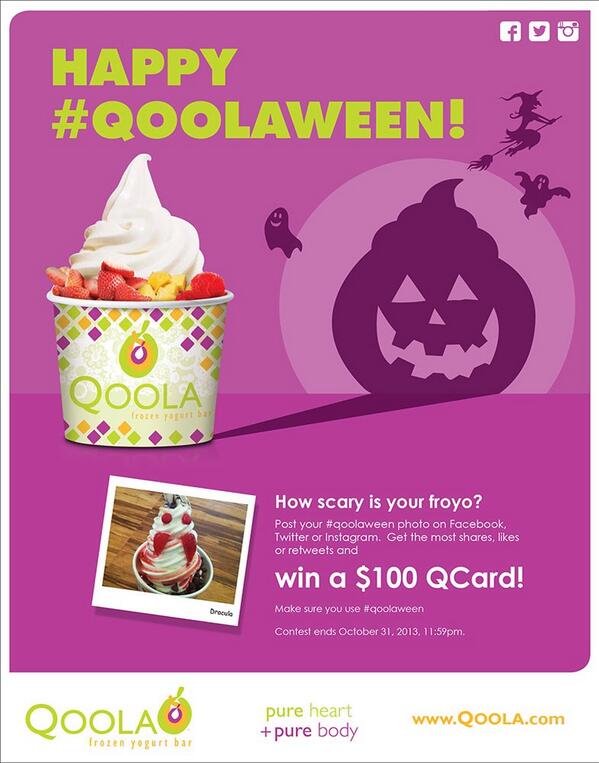 #Qoolaween your scary froyo and win $100 to #Qoola #froyo #Vancouver #calgary #victoria #toronto
