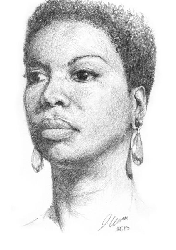 DarrenGlidden's tweet photo. A sketch of Nina Simone I drew recently http://t.co/O18YA8Gyer